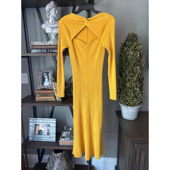 Amur Vivian Knit Midi Dress Yellow Womens Size Medium - Picture 3 of 9